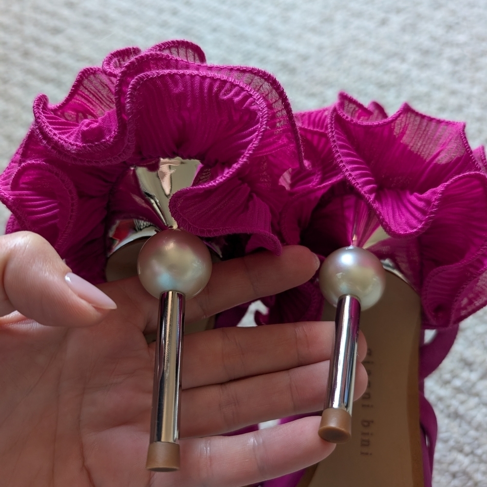 Gianni Bini Fuchsia Heels with Floral Accent - Picture 8 of 8